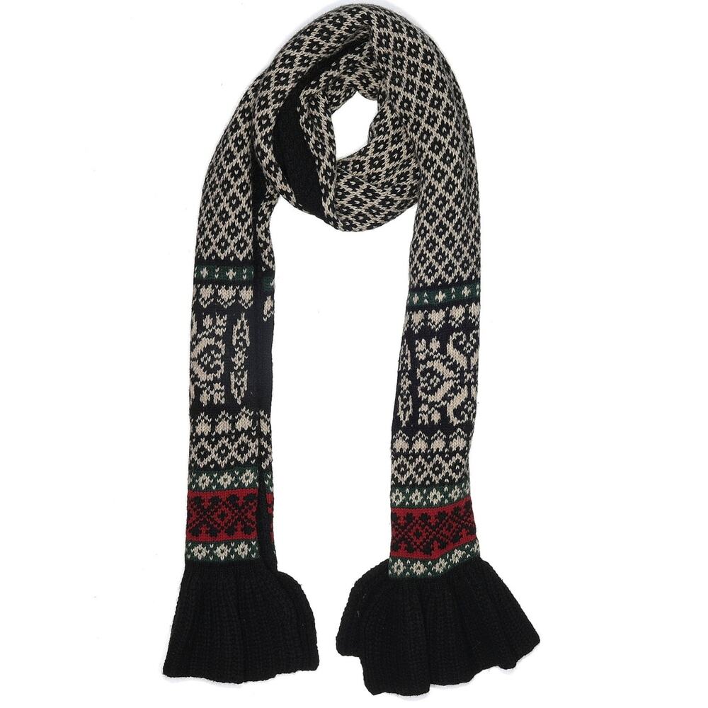 RALPH LAUREN RUGBY wool angora knit ruffle cozy preppy winter long scarf multi - Picture 5 of 5